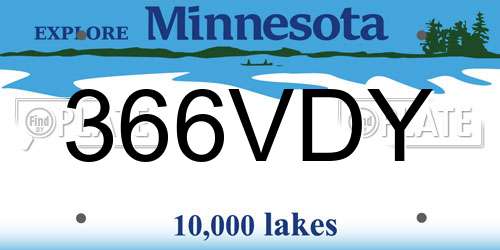 366VDY Minnesota License Plate
