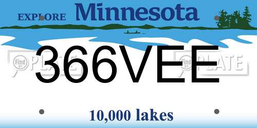 366VEE Minnesota License Plate