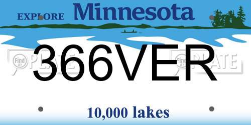 366VER Minnesota License Plate