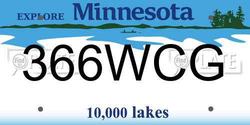 366WCG Minnesota License Plate