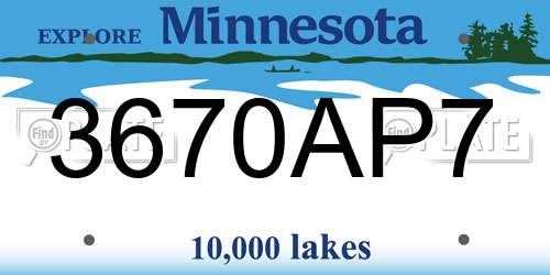 3670AP7 Minnesota License Plate