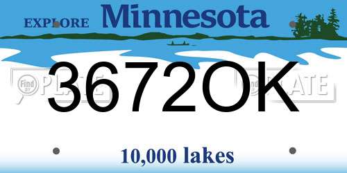 3672OK Minnesota License Plate