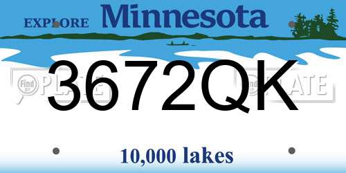 3672QK Minnesota License Plate