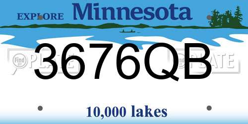 3676QB Minnesota License Plate