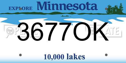 3677OK Minnesota License Plate