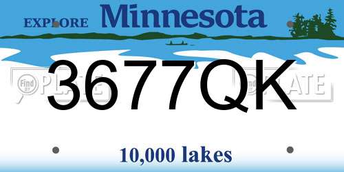 3677QK Minnesota License Plate