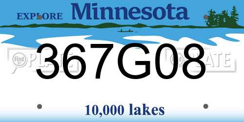 367G08 Minnesota License Plate