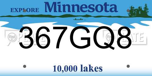 367GQ8 Minnesota License Plate