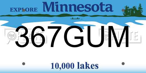367GUM Minnesota License Plate
