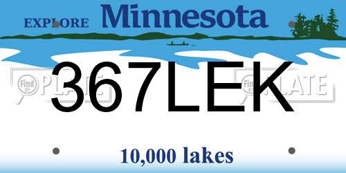 367LEK Minnesota License Plate