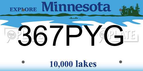 367PYG Minnesota License Plate