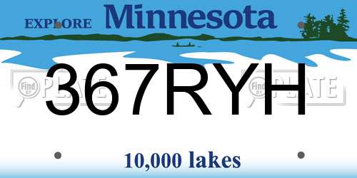 367RYH Minnesota License Plate