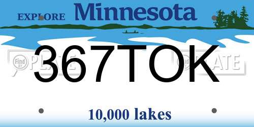 367TOK Minnesota License Plate