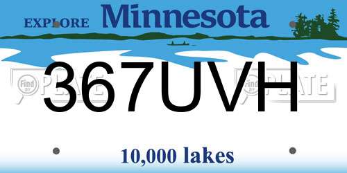 367UVH Minnesota License Plate