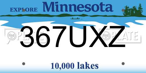 367UXZ Minnesota License Plate