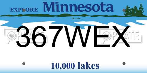 367WEX Minnesota License Plate