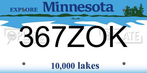 367ZOK Minnesota License Plate