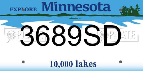 3689SD Minnesota License Plate