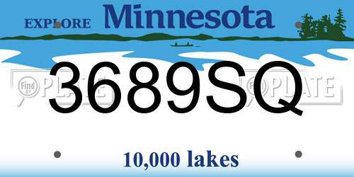 3689SQ Minnesota License Plate