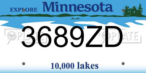 3689ZD Minnesota License Plate