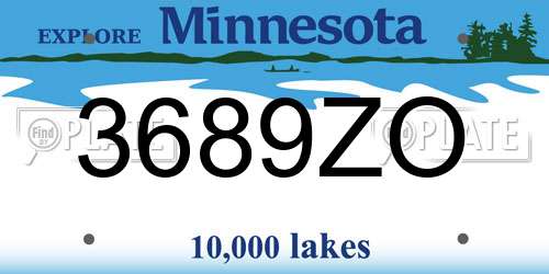 3689ZO Minnesota License Plate