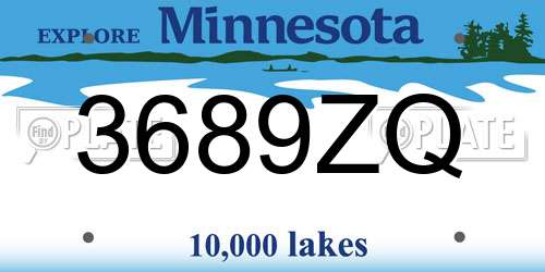3689ZQ Minnesota License Plate