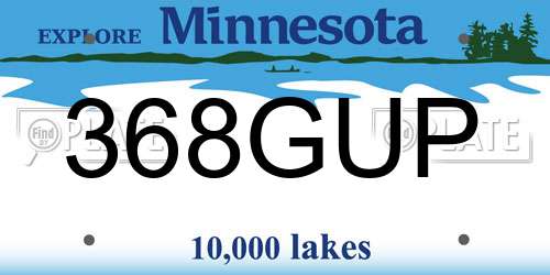 368GUP Minnesota License Plate