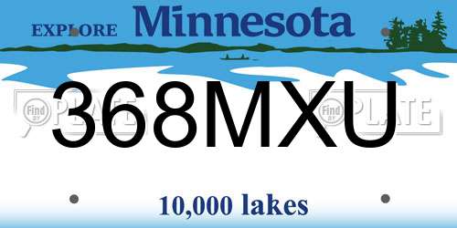 368MXU Minnesota License Plate