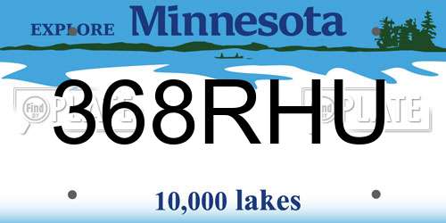 368RHU Minnesota License Plate