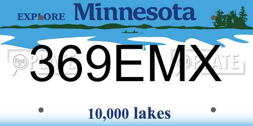 369EMX Minnesota License Plate