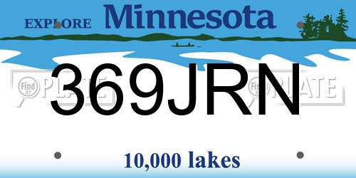 369JRN Minnesota License Plate