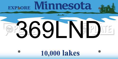 369LND Minnesota License Plate