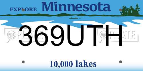 369UTH Minnesota License Plate