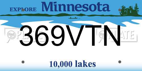 369VTN Minnesota License Plate