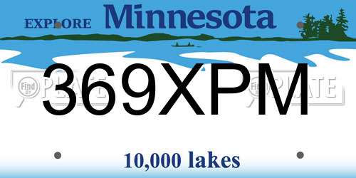 369XPM Minnesota License Plate