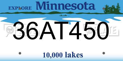 36AT450 Minnesota License Plate
