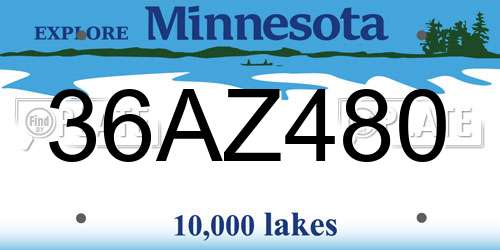 36AZ480 Minnesota License Plate