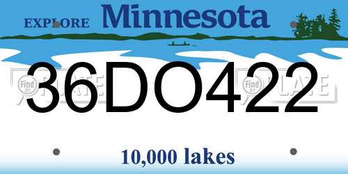 36DO422 Minnesota License Plate