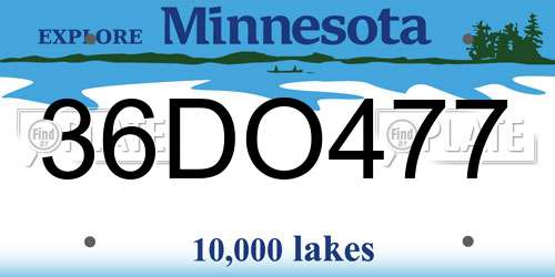36DO477 Minnesota License Plate