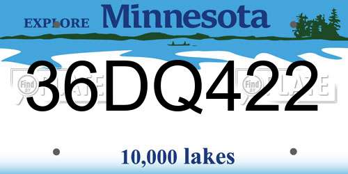 36DQ422 Minnesota License Plate