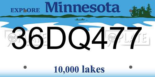 36DQ477 Minnesota License Plate