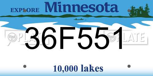 36F551 Minnesota License Plate