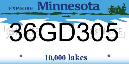 36GD305 Minnesota License Plate