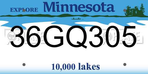 36GQ305 Minnesota License Plate