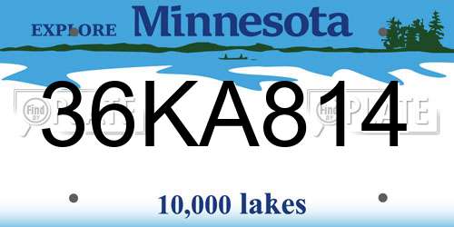 36KA814 Minnesota License Plate