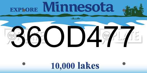 36OD477 Minnesota License Plate