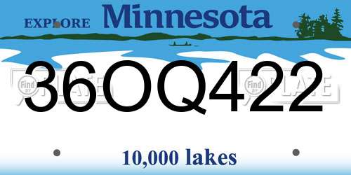 36OQ422 Minnesota License Plate