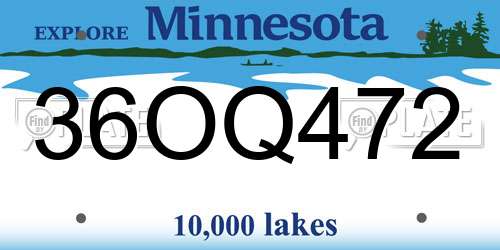 36OQ472 Minnesota License Plate
