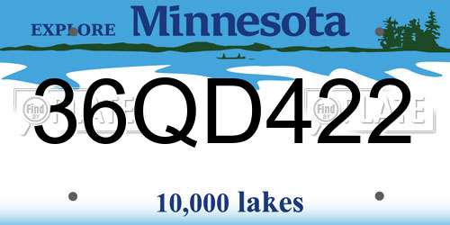 36QD422 Minnesota License Plate