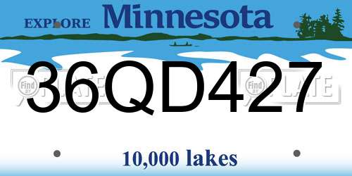 36QD427 Minnesota License Plate